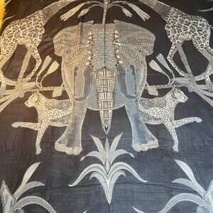 Hermès-esque ‘Grand Foulard’ Sofa Throw/Bedspread, Reversible Textile from India